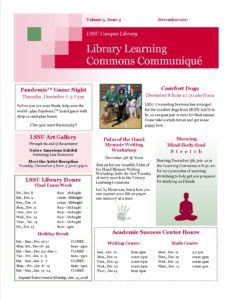 December Learning Commons Communique newsletter