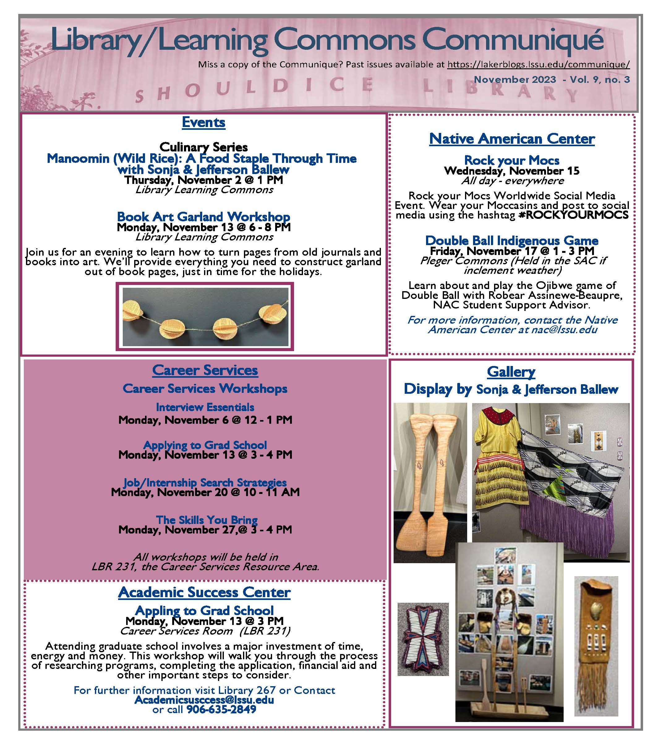 Library Newsletter with dates and events information