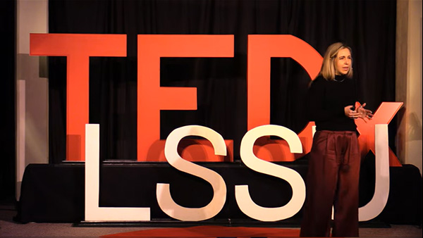 Image of Koral Fritz speaking at TEDxLSSU: Identity