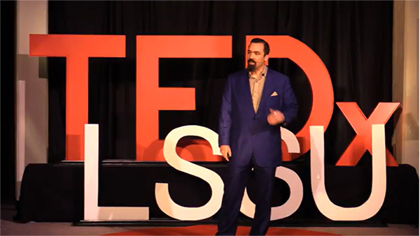 Image of Sean Douglas speaking at TEDxLSSU: Identity